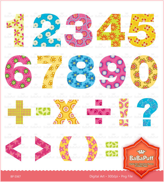 Instant Downloads Numbers Clip Art. For Birthday Cards by BaBaPuff