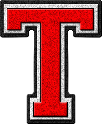 Presentation Alphabets: Scarlet Red Varsity Letter T