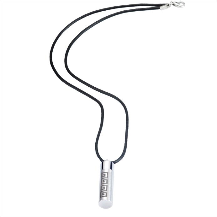 Mens Stainless Steel Greek Symbol Bullet Pendant Jewelry -