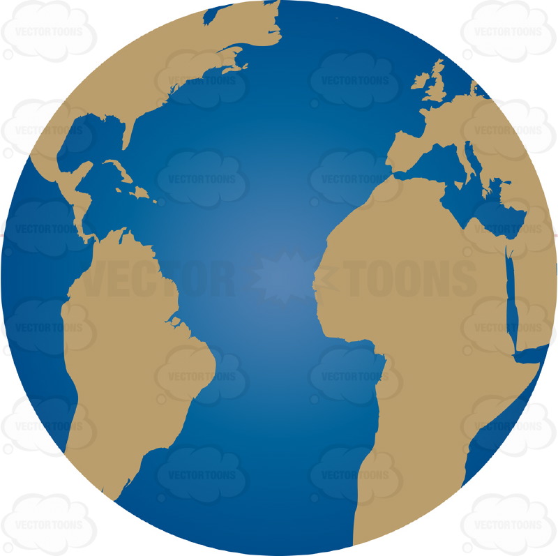 Blue And Brown Earth Planet | Stock Cartoon Graphics | Vector Toons