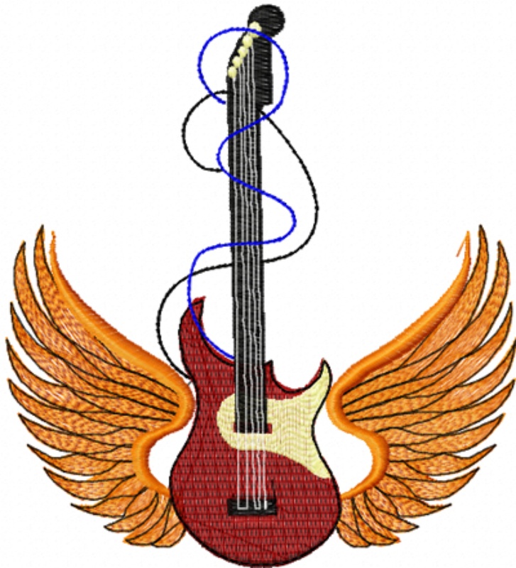 Forever Rock And Roll Guitar Machine Embroidery Design In 4 Sizes ...