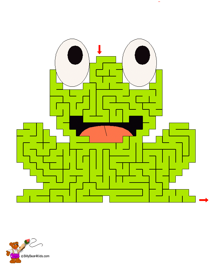 BillyBear4Kids.com Maze Frog Printable Sheet