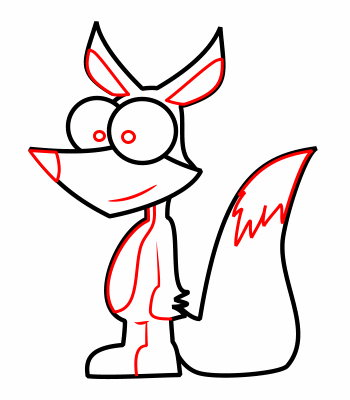 Drawing a cartoon fox