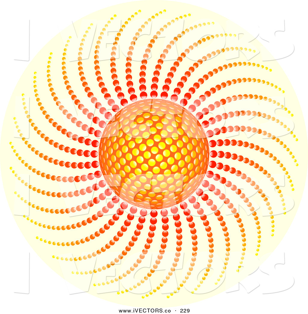 Vector Graphic of a Orange Sun with Red and Orange Fiery Rays over ...