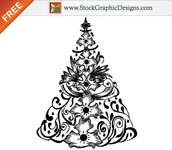 Hand Drawn Christmas Tree Free Vector Illustration | 123Freevectors