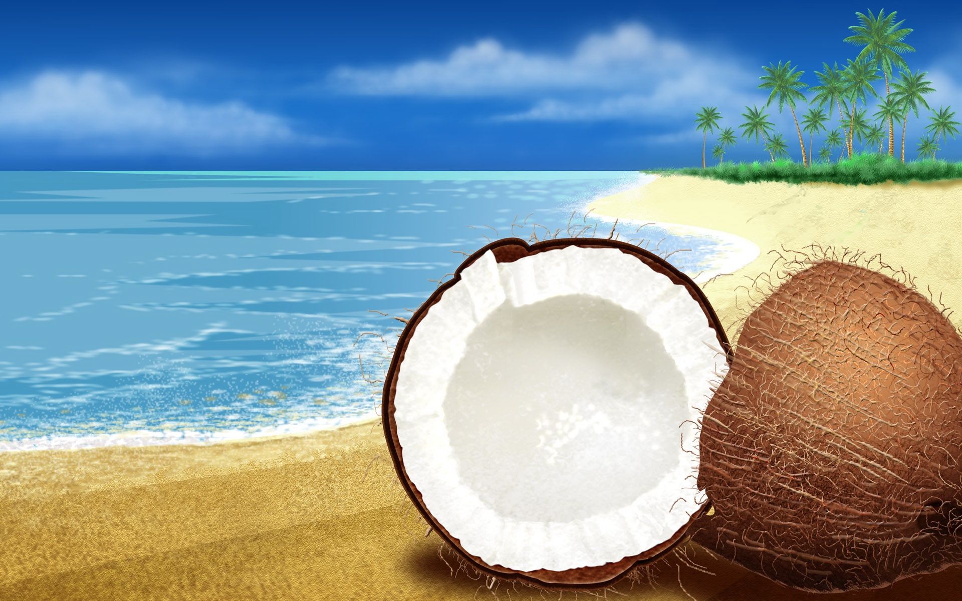 Coconut Tree Animated - wallpaper.