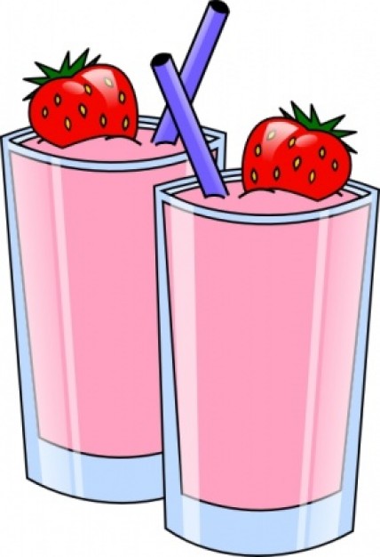 Strawberry Smoothie Drink Beverage Cups clip art Vector | Free ...