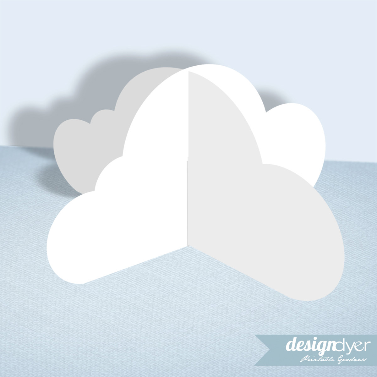 3D Cloud Printable Decoration Template by designdyer on Etsy