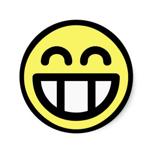 Yellow Big Grin Smiley Face Round Sticker | Zazzle
