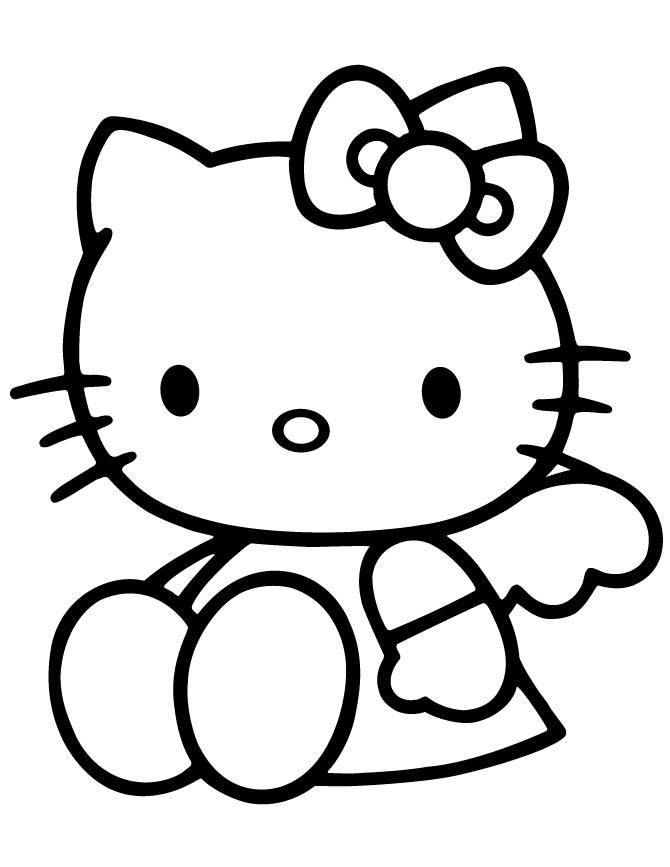 Sitting Hello Kitty With Wings Coloring Page | Free Printable ...