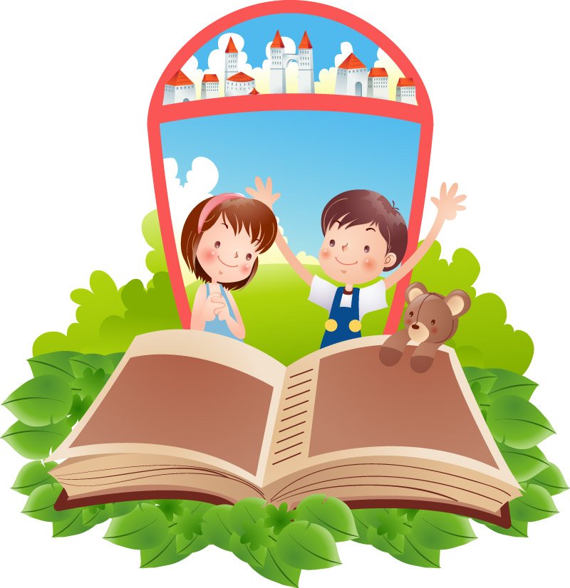 Little boys and girls in reading Vector | Vector Images - Free ...