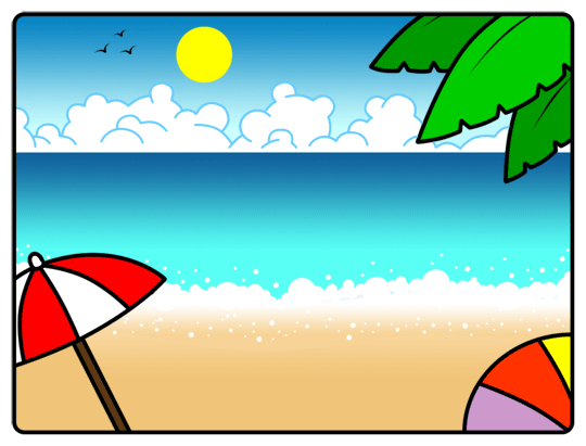 Cartoon Beach Step by Step Drawing Lesson
