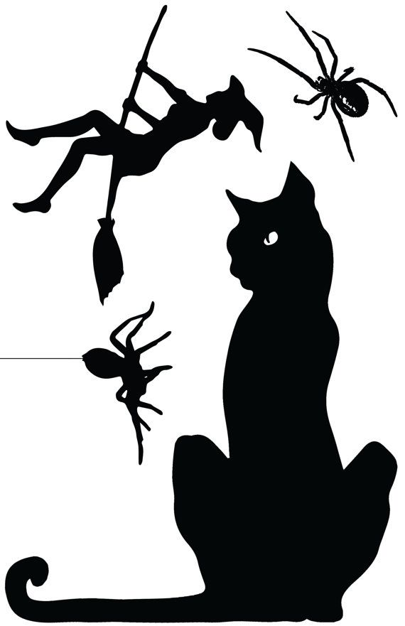 Halloween window cling cat/skull/owl silhouette- window cling pack of…
