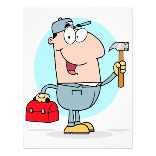 cartoon handyman construction worker character personalized flyer ...