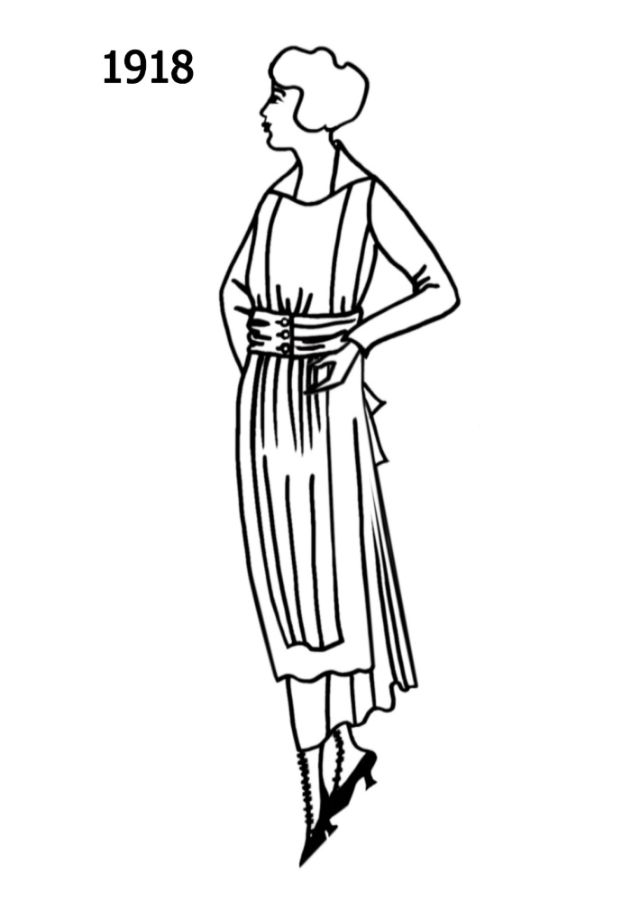Costume Silhouettes 1918-1919 Free Line Drawings