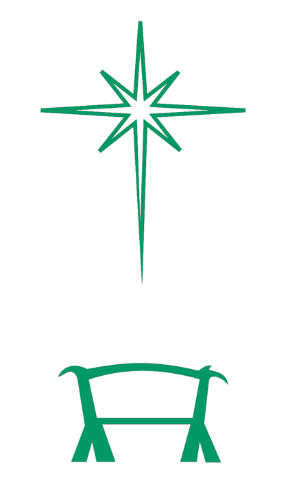 Manger, Stable and Star of Bethlehem (green) - Free Christmas Graphic