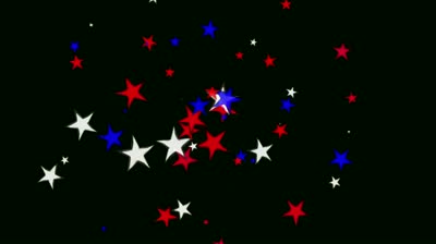 Sparkling Red White And Blue Stars Spiral Spinning Around A Black ...