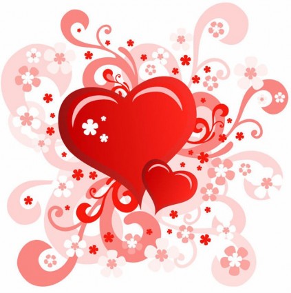 Valentine's Day Card with Swirl Floral Heart Design Free vector in ...