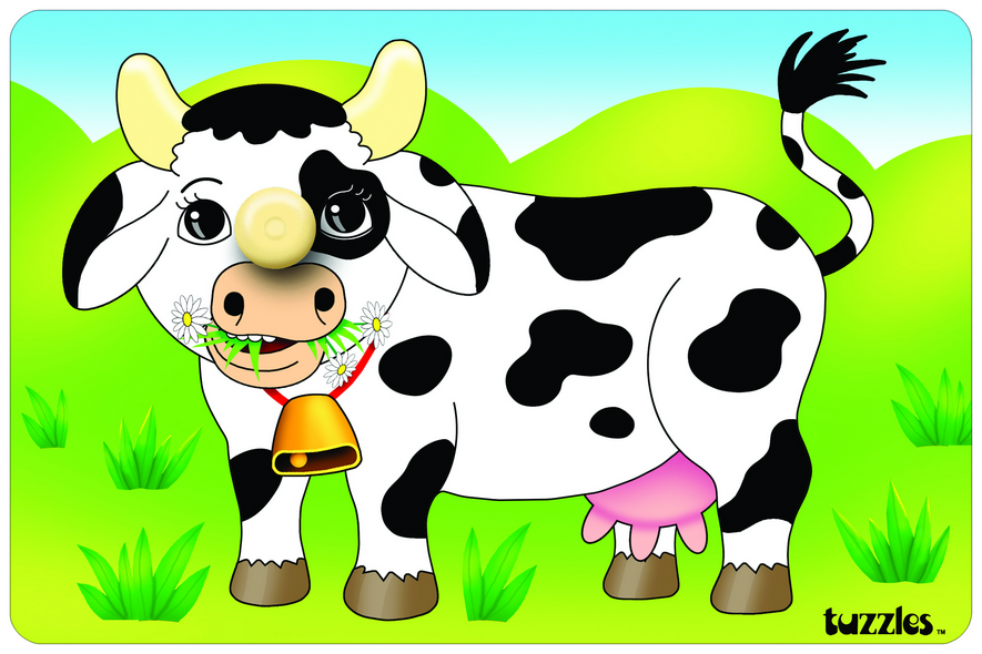Cow eating grass/Cow mooing Giant peg | Tuzzles Wooden Jigsaw ...