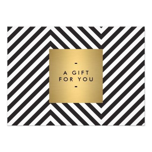Retro Black and White Pattern Gold Name Gift Cert