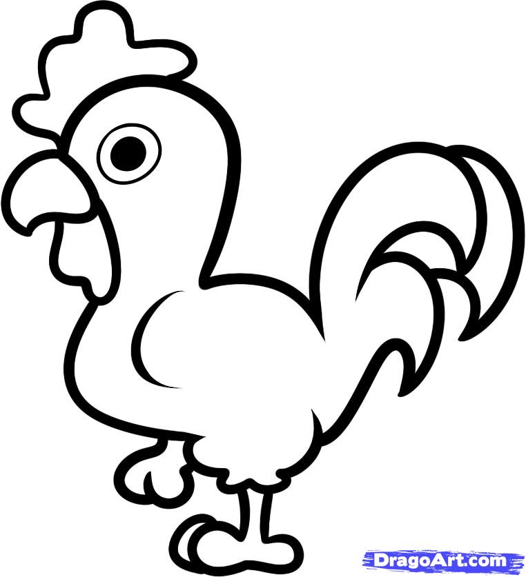 How to Draw a Rooster for Kids, Step by Step, Animals For Kids ...