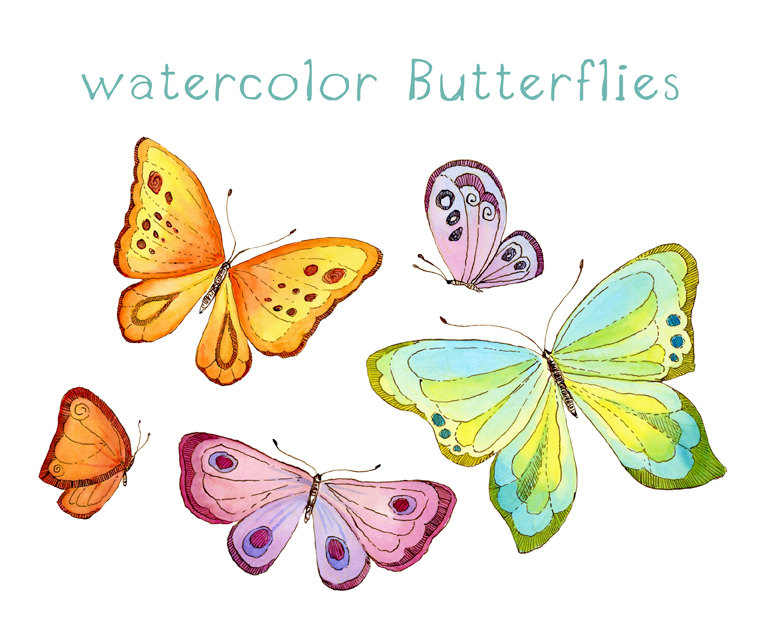 Digital Clipart Watercolor Butterflys Digital by SwiejkoForPrint