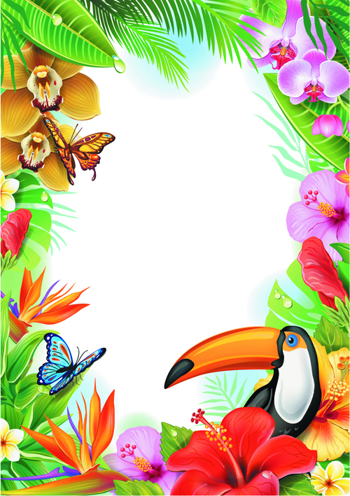 Beautiful flowers and butterflies vector background 01 - Vector ...