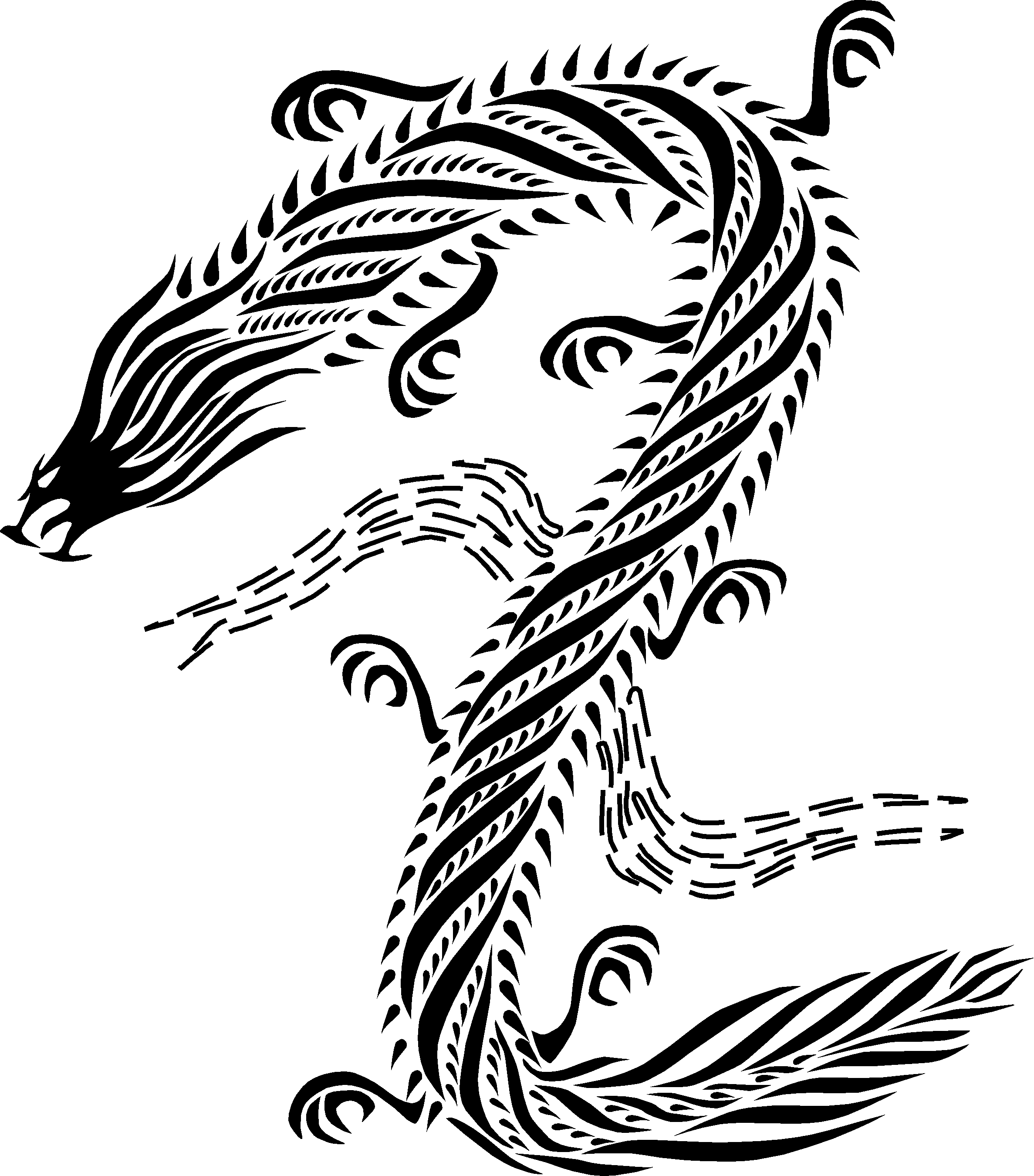 Dragon chinese style black & white Free Vector / 4Vector