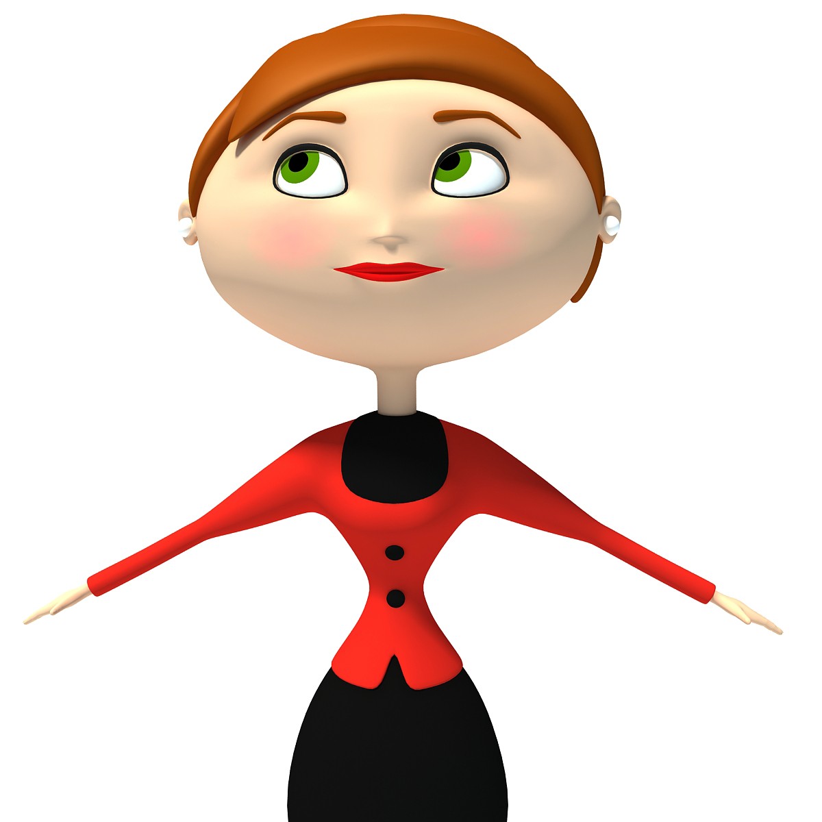 Rigged 3d polygonal model of cartoon woman character