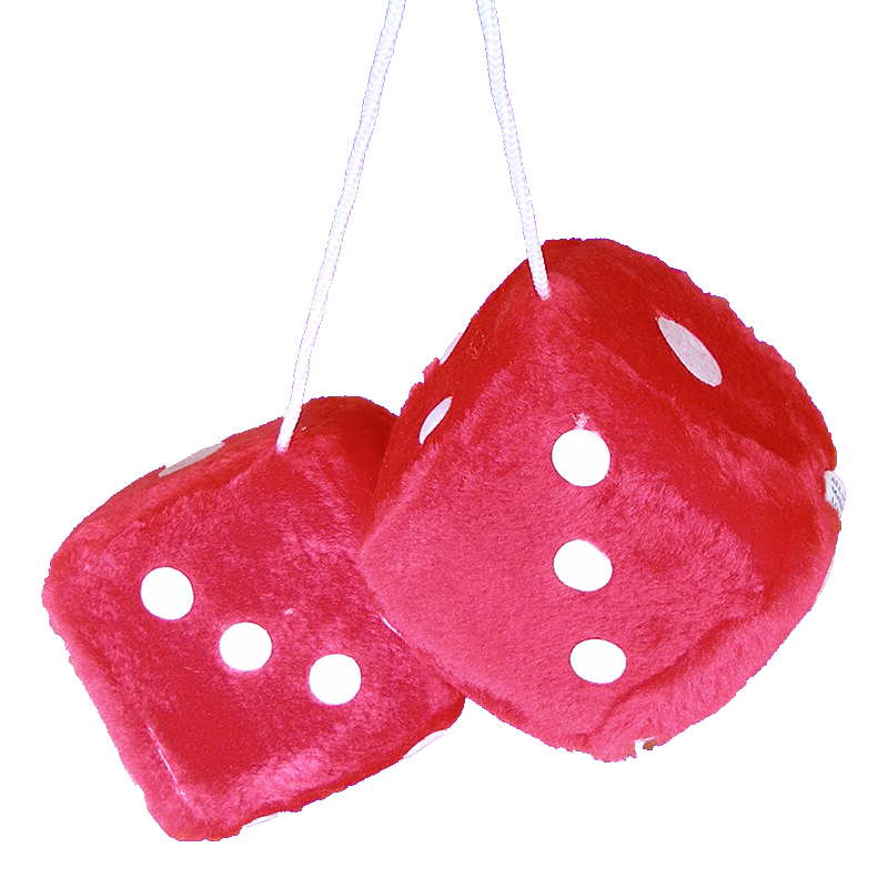 Dice Fuzzy Red Fur White Dots