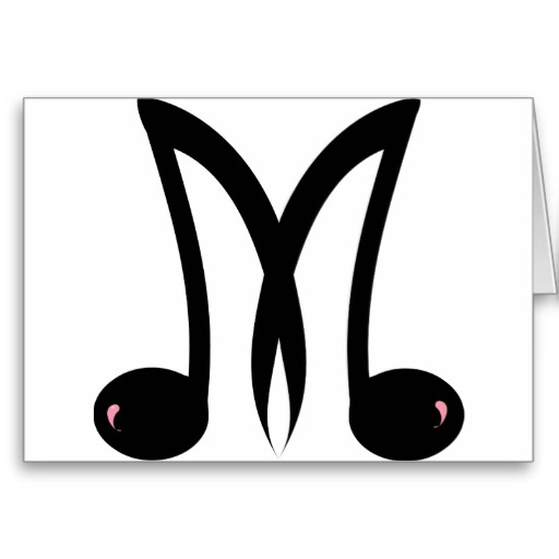 LETTERM LETTER M MUSIC NOTES LOGO ICON GRAPHIC FUN CARD | Zazzle