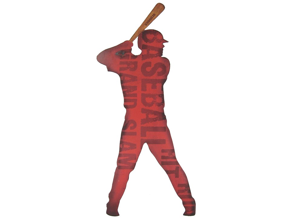 Open Road Brands 20" Red Baseball Player Tin Die Cut Wall ...
