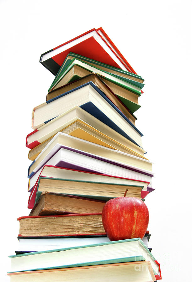 Large Pile Of Books Isolated On White by Sandra Cunningham