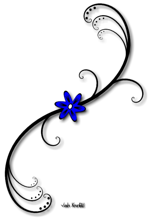 small flower tattoos | Blue Flower with Vine Tattoo by ...