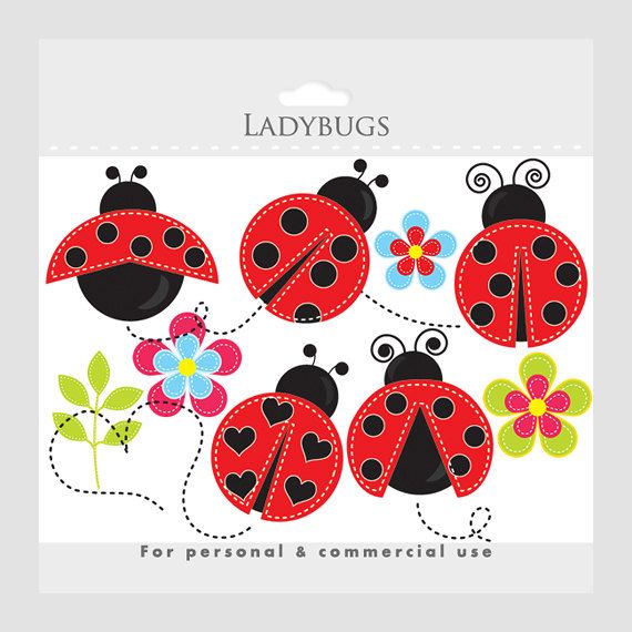 Ladybug clipart - stitched ladybugs clip art, lady bugs, cute, whimsi…