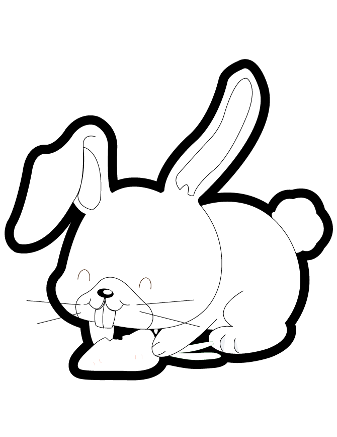 Cute Bunny Eating Carrot Coloring Page | HM Coloring Pages