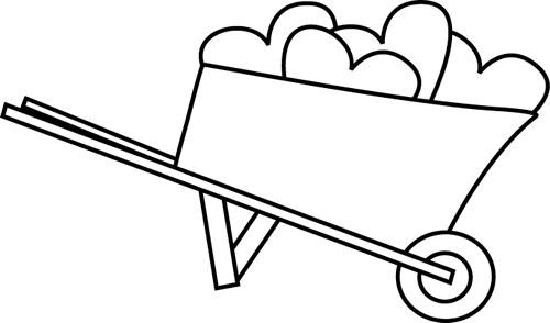 Black and White Wheelbarrow of Hearts Clip Art - Black and White ...