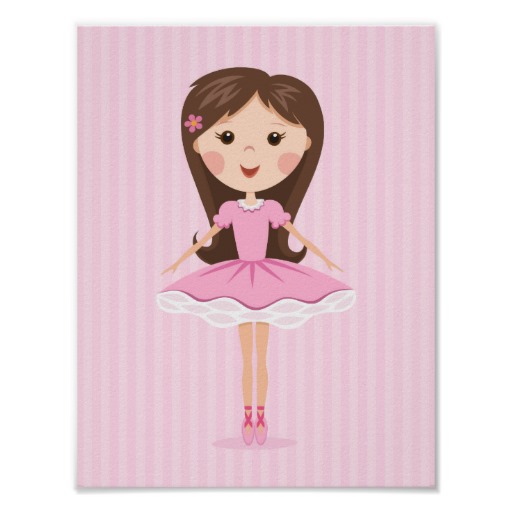 Cute little ballerina cartoon girl in pink tutu poster | Zazzle