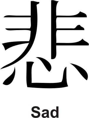 Kanji Symbol for Sad Decal...