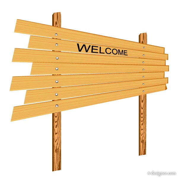 4-Designer | Cartoon wood sign 04 Vector