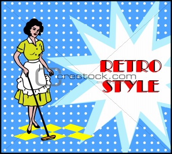 Image 3560315: Woman Cleaning Floor in retro vintage style card ...