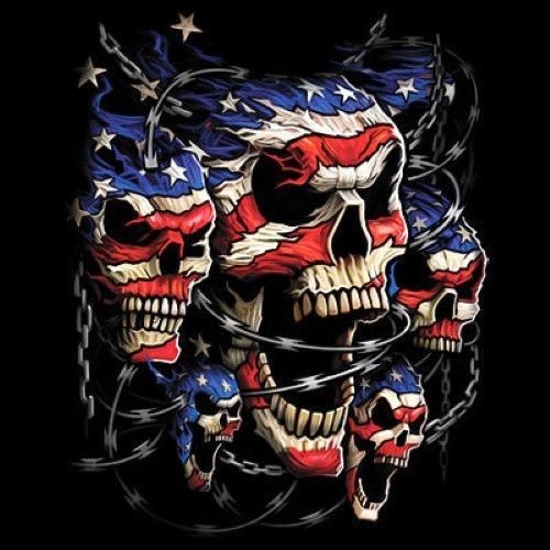Cool Tshirt Patriotic Skulls Barb Wire Breakthrough American Flag ...