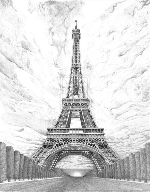 45 Easy and Beautiful Eiffel Tower Drawing and Sketches