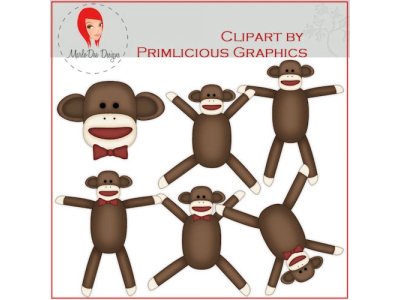 Sock Monkey Clip Art by Primlicious Graphics