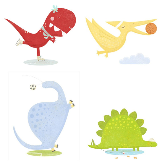 Dinosaur illustrations in Babies and kids room decoration