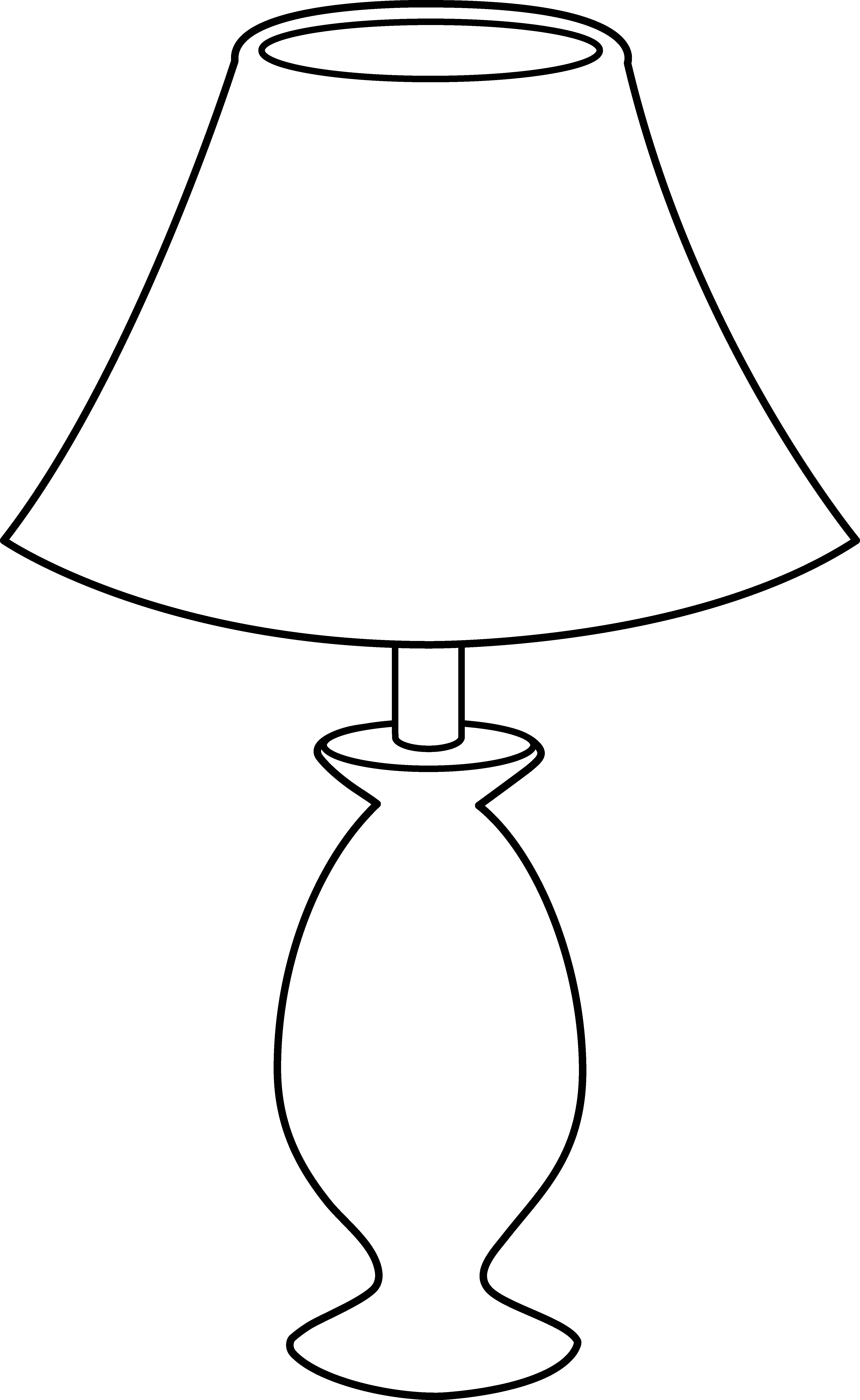 Black and White Lamp Line Art - Free Clip Art