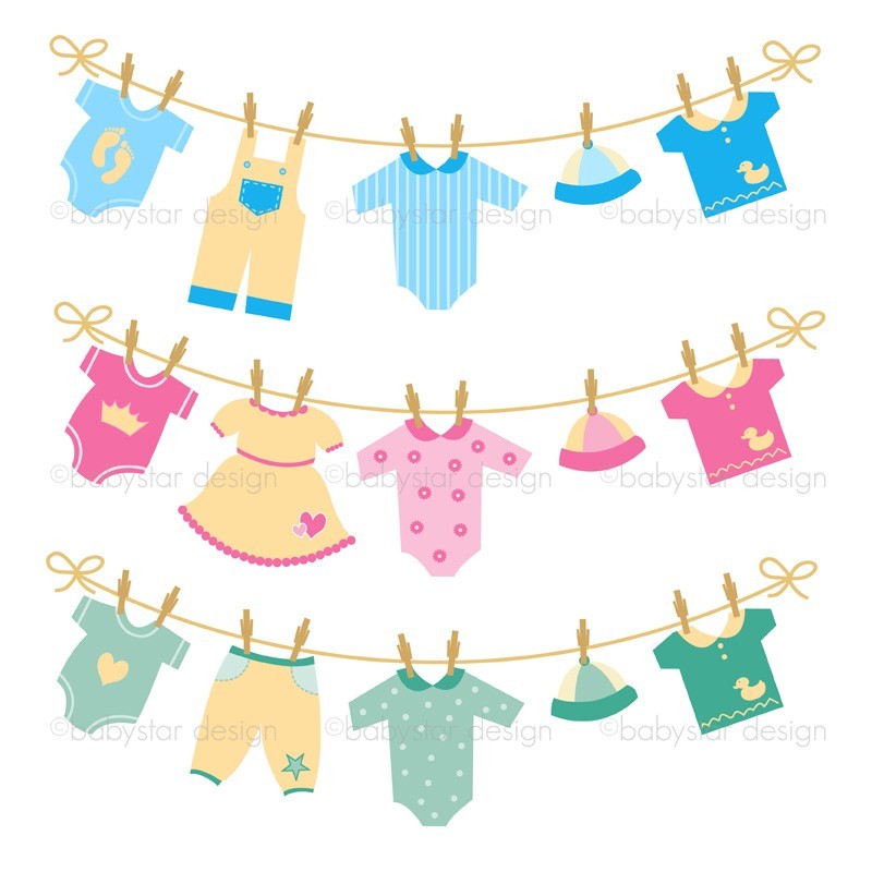 Clothes Line Digital Clipart Elements for Baby by babystardesign