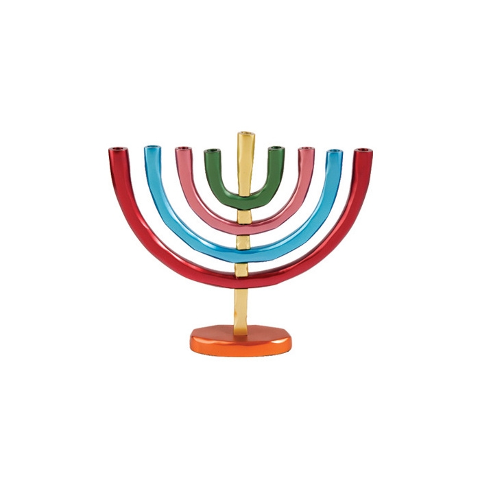 Modern Anodize Hanukkah Menorah Colorful | jJudaica.com