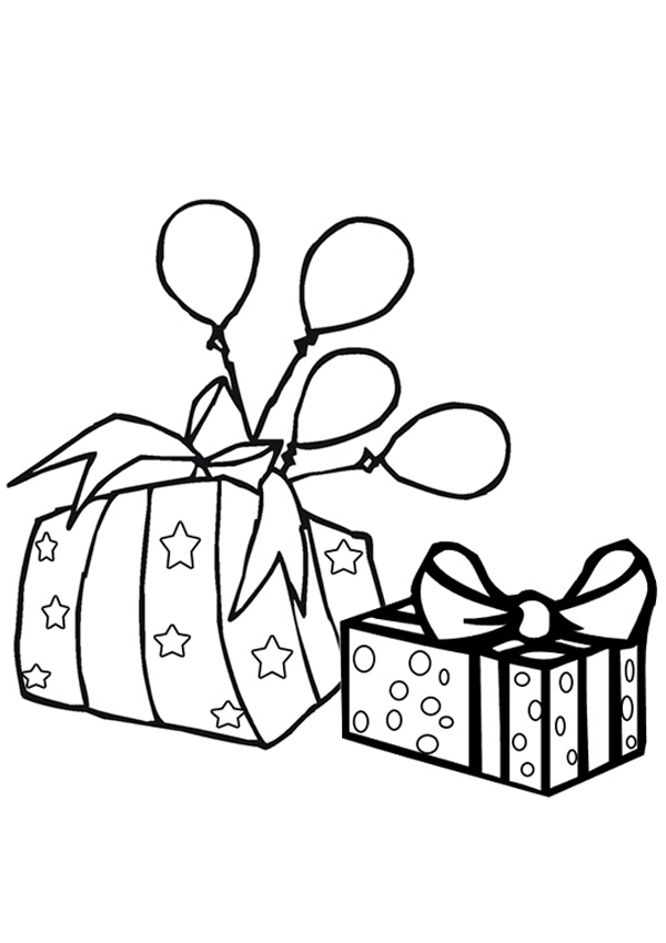 Free Online Birthday Gift Colouring Page