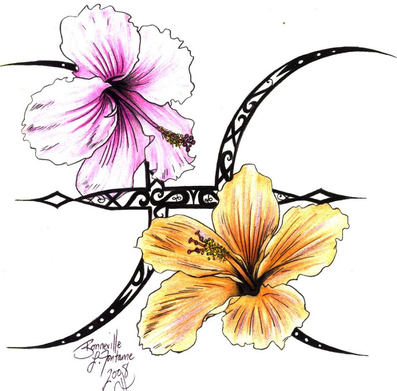 pisces-hibiscus-tattoo-flower- ...